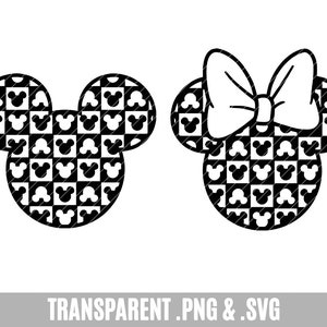 Mickey Minnie Ears SVG Clip Art, transparent png Silhouette Checkered print, checkerboard, craft project mickey head mouse magic trip shirt