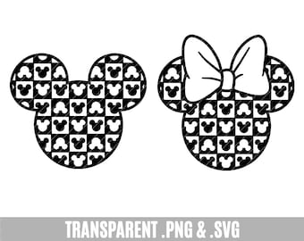 Mickey Minnie Ears SVG Clip Art, transparent png Silhouette Checkered print, checkerboard, craft project mickey head mouse magic trip shirt