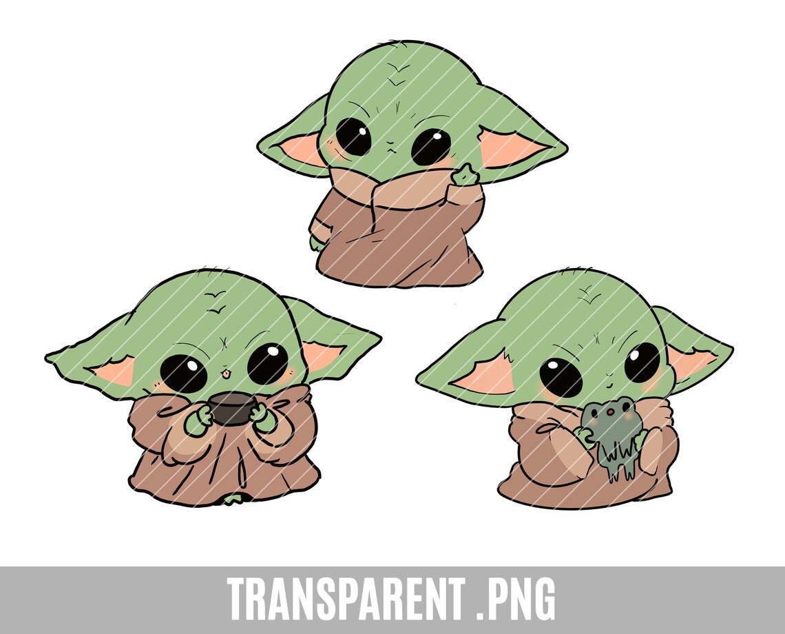 Baby Yoda Clip Art Transparent Png Baby Yoda Cute Alien Etsy UK