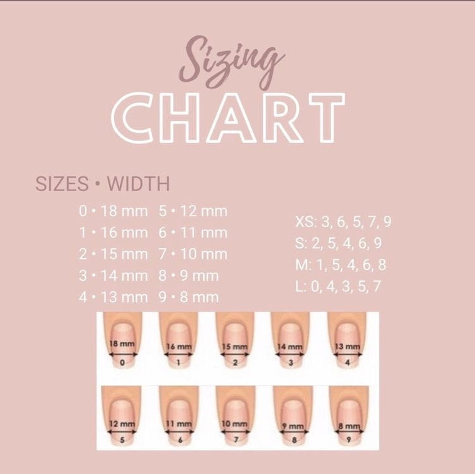 Standard Sizing Guide For Press Ons | Etsy