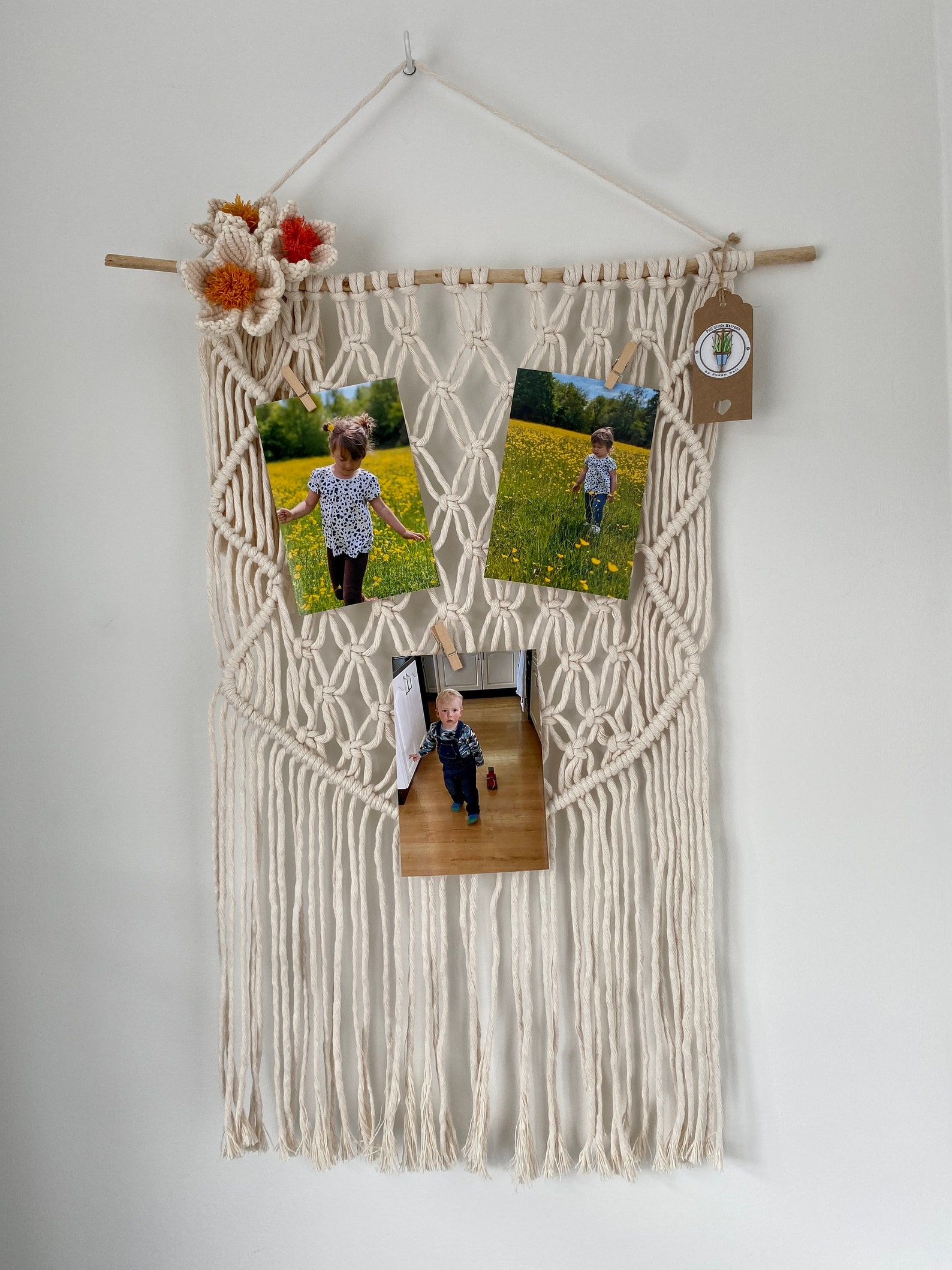 Macrame Photo Wall Hanger Etsy