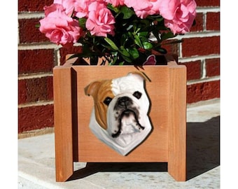 Handmade English Bulldog Dog Planter Box, Bulldog Gifts, Outdoor Planter, Indoor Planter, Dog Lover Gifts, Planter Pot, Flower Pot