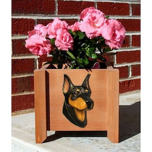 Handmade Doberman Dog Planter Box, Doberman Dog Gift, In Memory Of Dog, Mans Best Friend, Flower Pot