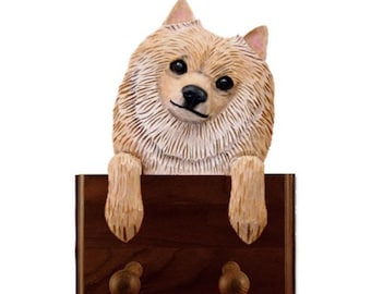 Pomeranian Wood Dog Leash Organizer, Leash Wall Holder, Pomeranian Leash Hook - Pomeranian Gift Idea