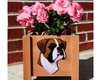 Handmade Natural Boxer Dog Planter Box, Boxer Dog Gifts, Outdoor Planter, Indoor Planter, Wood Planter, Flower Pot, Planter Pot