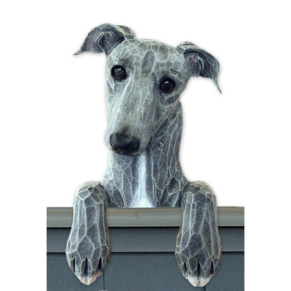 Wood Carved Greyhound Dog Door Topper, Greyhound Dog Gift, Greyhound Memorial Gift, Greyhound Figurine, Greyhound Wall Art