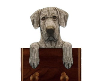 Great Dane Wood Leash Holder For Wall - Custom Dog Gift - Dog Leash Hook - Great Dane Gift For Dog Lover