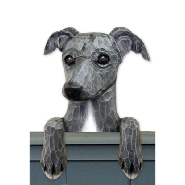 Wood Carved Italian Greyhound Dog Door Topper, Italian Greyhound Dog Gift, Italian Greyhound Memorial Gift, Italian Greyhound Figurine