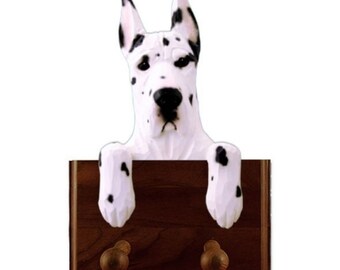 Cropped Great Dane Wood Leash Holder For Wall - Custom Dog Gift - Great Dane Leash Hook - Dog Sign