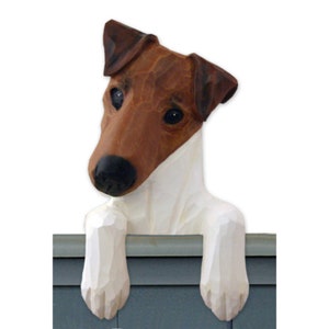 Wood Carved Smooth Fox Terrier Door Topper, Custom Dog Gift, Fox Terrier Memorial Gift, Fox Terrier Figurine, Fox Terrier Gift Ideas