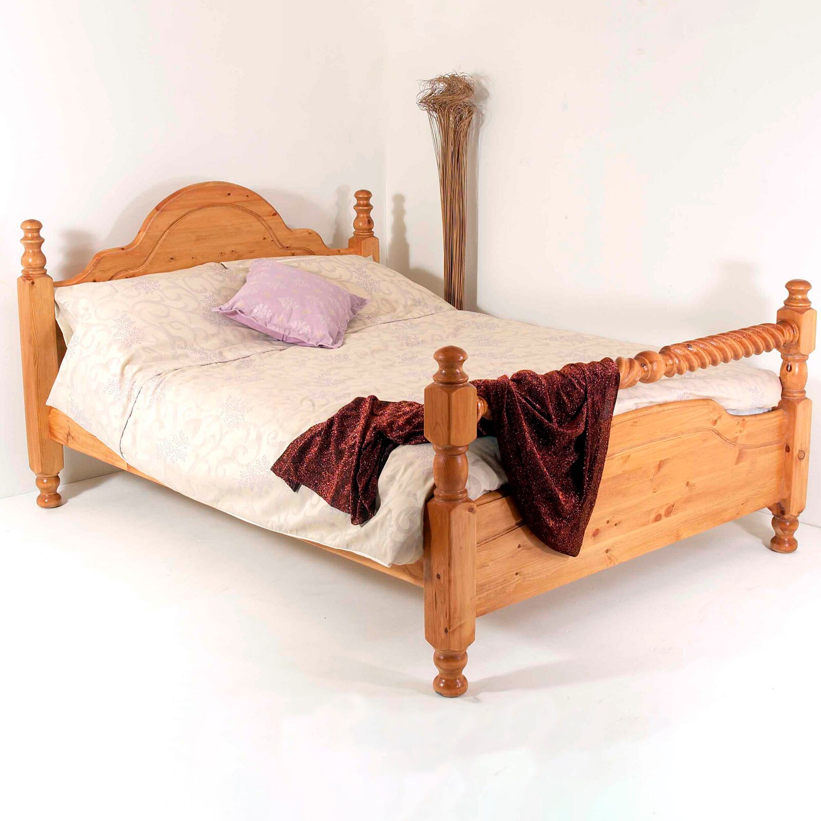Solid pine king size bed discount