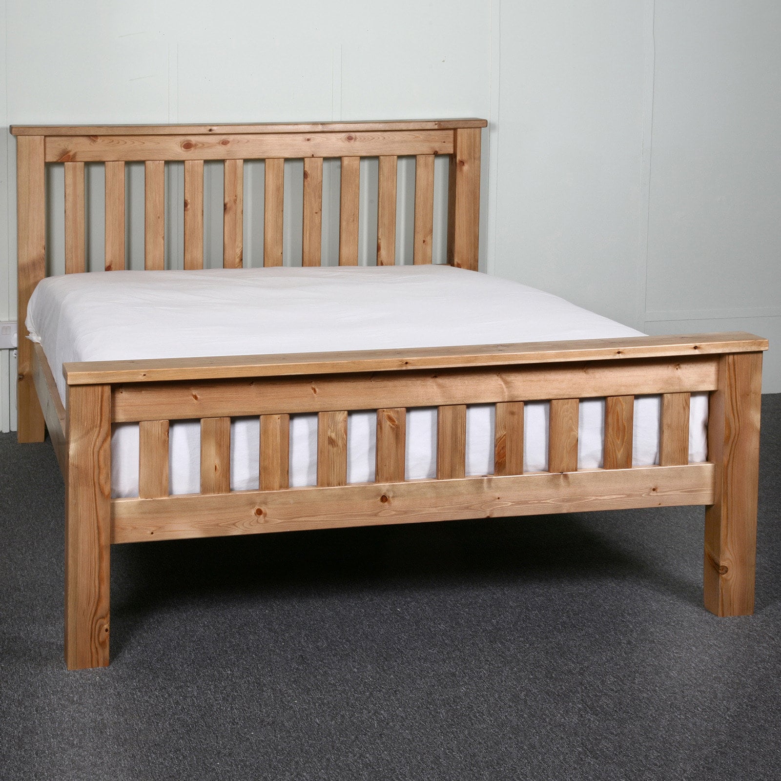 Solid Pine Chunky Slatted Bed With High Foot End 3ft6ft Etsy UK