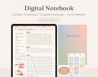 12-Tab Hyperlinked Digital Notebook: Dot Grid Lined Paper (PDF)