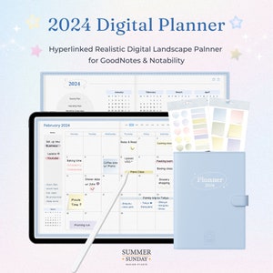 2024 Realistic Digital Planner, Landscape planner, iPad Planner GoodNotes, Notability, Dated 2023 Planner, Weekly Planner, Daily Planner