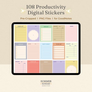 108 Digital Planner Stickers Set for GoodNotes and Notability