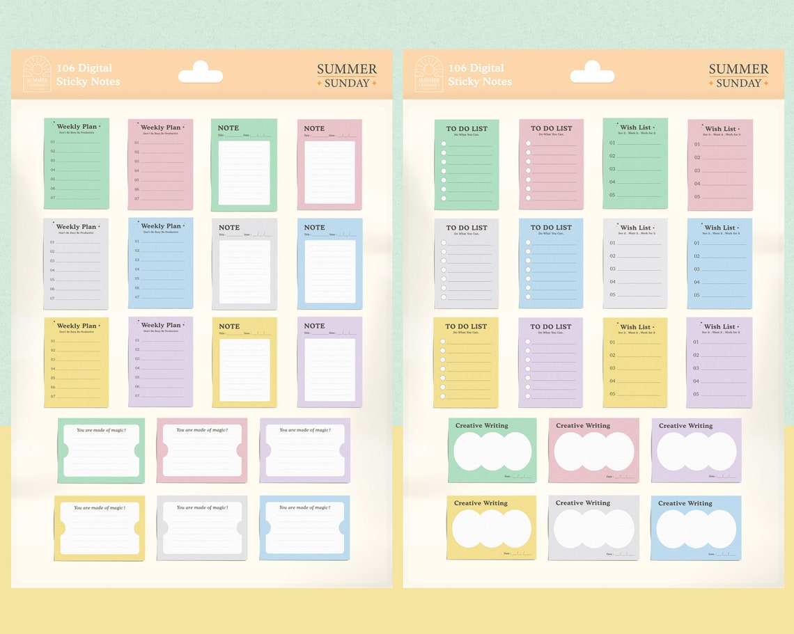 126 Digital Sticky Notes for Goodnotes and Notability Etsy