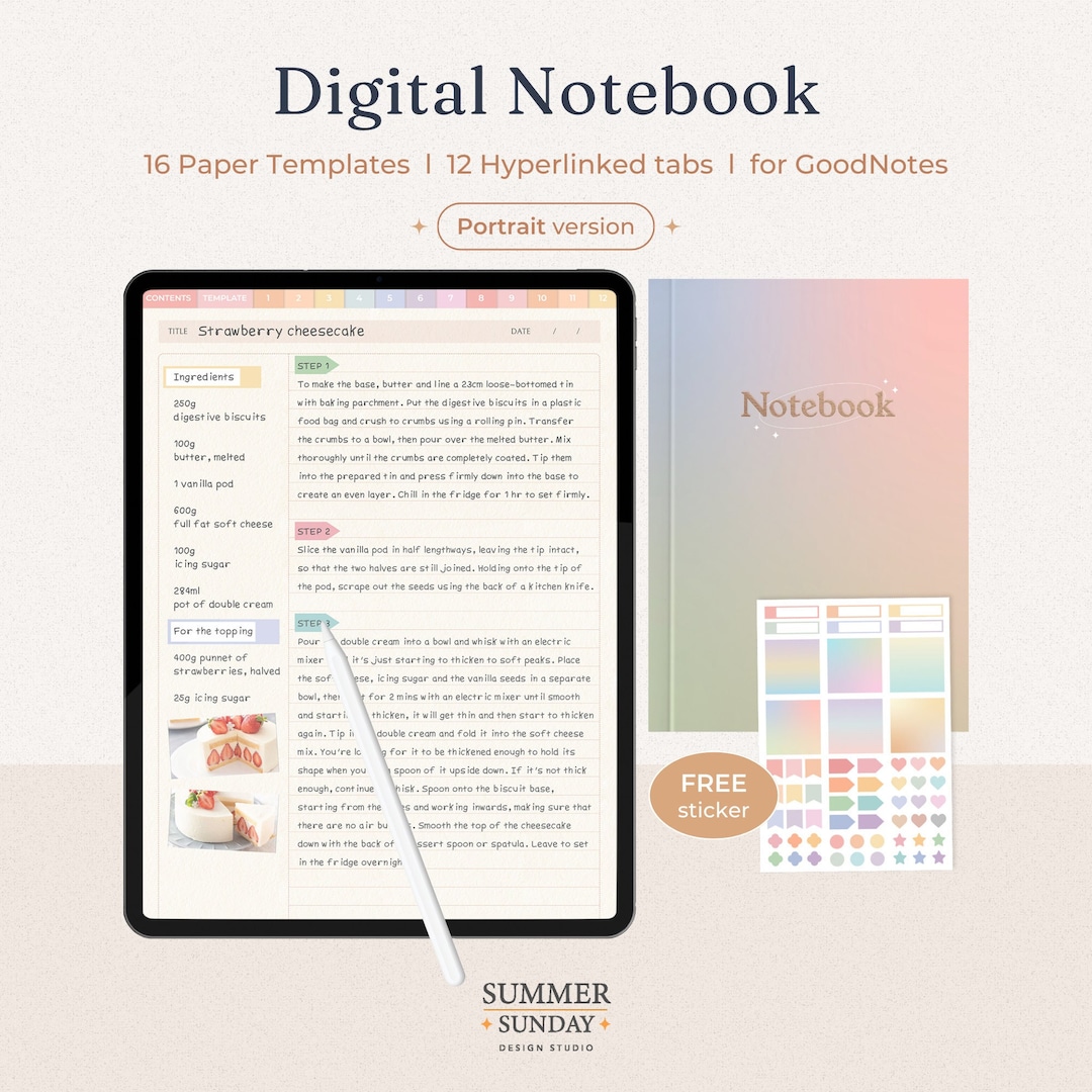 12-tab Hyperlinked Digital Notebook: Dot Grid Lined Paper (PDF) - Etsy