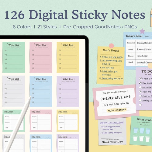 126 Digital Sticky Notes for Goodnotes and Notability Etsy