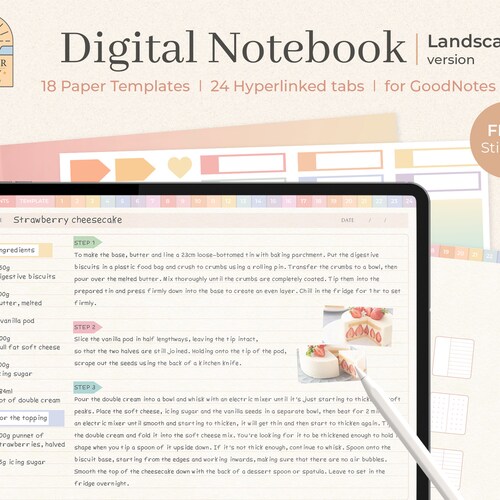 24 Tab Hyperlinked Digital Notebook Landscape for Goodnotes Etsy
