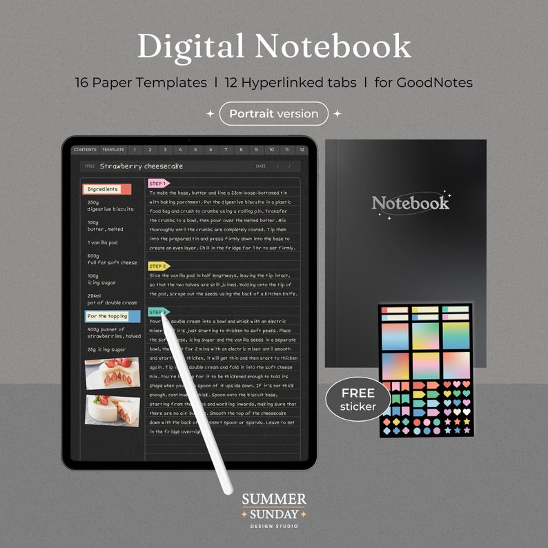 Dark Mode Digital Notebook: Hyperlinked Tabs, Paper Templates (PDF) - Etsy