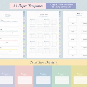 24 Tab Hyperlinked Pastel Digital Notebook for Goodnotes, Notability ...