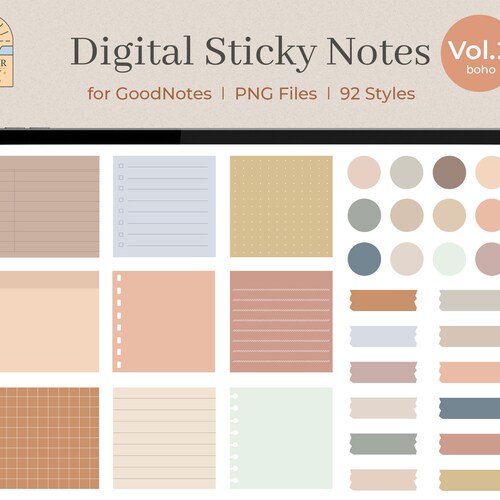 126 Digital Sticky Notes for Goodnotes and Notability Etsy