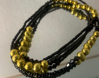 Waistbeads black gold