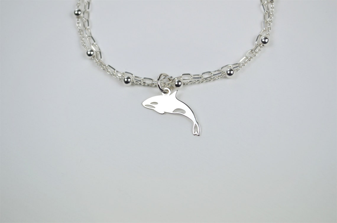 Sterling Silber Orca Armband DoppelKette Orca Armband Etsy