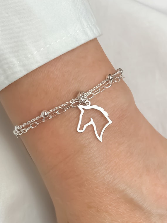 Sterling Silver Horse Bracelet Sterling Silver Charm Etsy