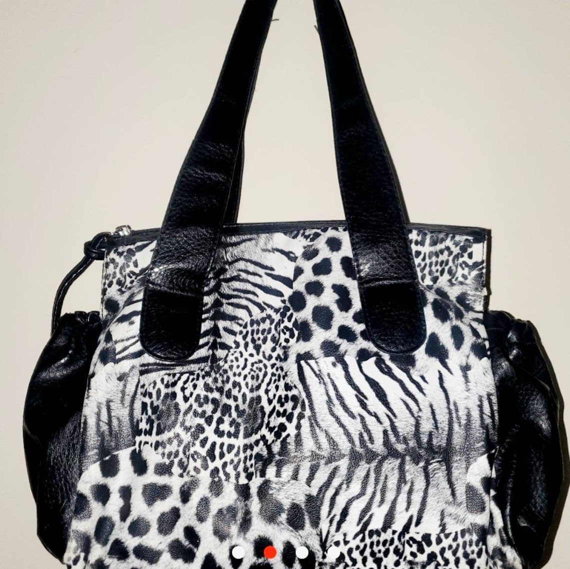 Black and White Animal print faux leather purse animal/jungle Etsy