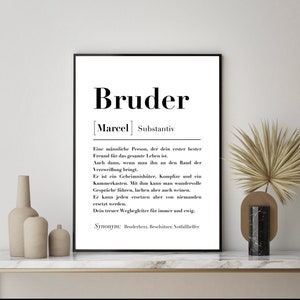 Personalisiertes Poster - Bruder Definition, Bruder Geschenk, Definitionsposter bro , bruderherz, Geburtstag, Bedanken, Digital Weihnachten