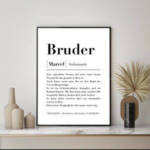 Personalized Poster - Brother Definition, Brother Gift, Definition Poster bro, Brother Heart, Birthday, Thank You, Digital Christmas