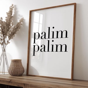 Poster palim palim - black white pink minimalist print, bold, simple Hi Wall Art, entrance decoration, welcome poster, hola art, hello moin