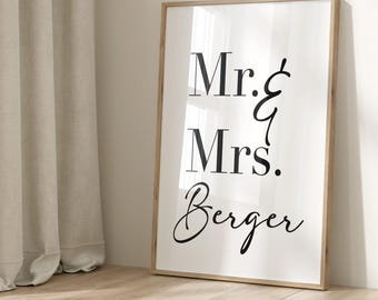 Personalized Poster Mr. & Mrs. Mr. And Mrs. Poster customizable Love | Newlyweds, wedding gift, anniversary names