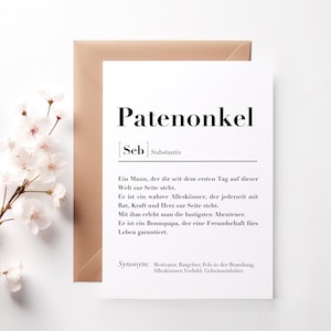 Personalizowana pocztówka - definicja ojca chrzestnego - kartka na urodziny, prezent pożegnalny, przeprowadzkę, powrót do szkoły, wakacje i wiele więcej