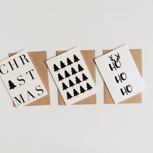 Set di 3 cartoline di Natale - cartolina di Natale - posta di Natale - albero di Natale - biglietto di auguri Buon Natale - cartoline idea regalo