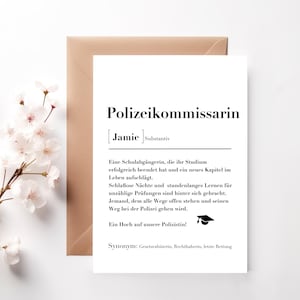 Postal personalizada - comisario de policía, comisario de policía, regalo de policía para juramentación, nombramiento, formación estudio completado
