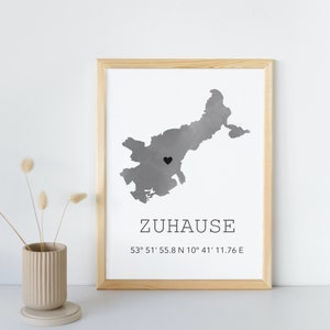 Personalisiertes Poster - Zuhause deine Stadt Weltkarte Koordinaten Zuhause Geschenk Umzug Einweihungsgeschenk Wohnung Wandbild Geschenkidee
