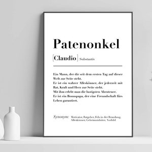 Personalized Poster - Godfather Definition, Godfather Gift, Definition Poster Godparents Ask, Announce, Baby Godparents, Birthday, Baptism