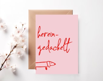 Postcard: Dachshund trotted in - turquoise neon pink red black | Welcome | Entrance area aperolli