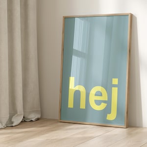 Poster Hej - turquoise neon
