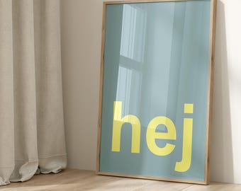 Poster Hej - turquoise neon