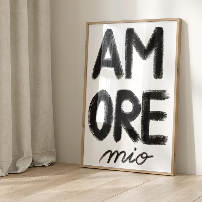 Poster amore mio , sw Liebe, One Line Art Geschenk personalisierbar