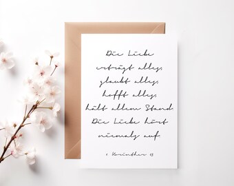 Postcard Love Endures All | Wedding Corinthians 13 | Wedding Gift | Romantic Bible Quotes | A6