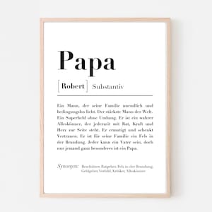Poster - Papa Definition, personalisiert, Vater Geschenk, Definitionsposter Vater , Vatertagsgeschenk, Geburtstag, Bedanken, A4 Digital