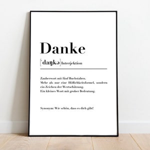 Personalisiertes Poster - danke  Definition, Definitionsposter, Geschenk zum bedanken, was als Dank verschenken schenken