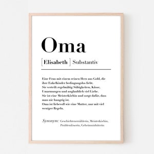 Personalized Poster - Grandma Definition, Grandma Gift, Grandmother Definition Poster, Christmas Gift, Birthday, Thank You, A4 Digital