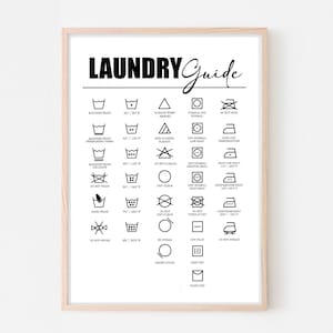 Poster - Laundry Guide - laundry, laundry room, bathroom decoration Poster for the bathroom guide, care instruction, art print digital poster