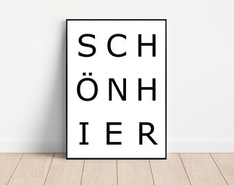 Schön hier Poster - typo, schwarz weiß Poster, nice here Wall Art- Typographie Print sw Schwarz Weiß Geschenk Einzug Dekoration zuhause