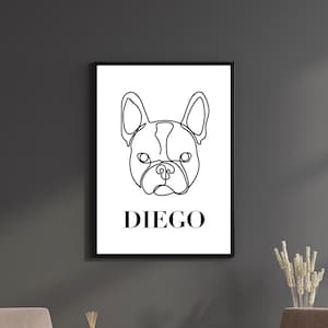 French Bulldog Poster - Lineart, Fine Art, Personalized Gift French Bulldog, Frenchie, Pet Poster, Print, Dog